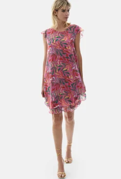 James Lakeland Ruffle Sleeves Wave Hem Dress Pink