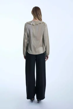 James Lakeland Sand Ruffled V-neck Blouse