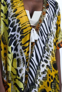 James Lakeland Savage Print Kaftan Yellow