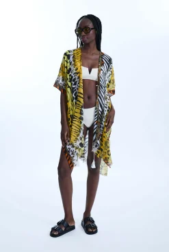 James Lakeland Savage Print Kaftan Yellow