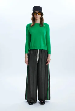 James Lakeland Scoop Neck Piped Edge Knit Green