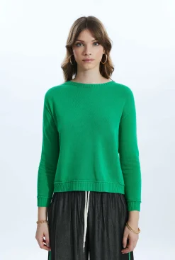 James Lakeland Scoop Neck Piped Edge Knit Green