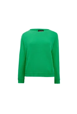 James Lakeland Scoop Neck Piped Edge Knit Green