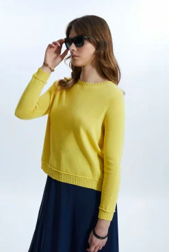 James Lakeland Scoop Neck Piped Edge Knit Yellow