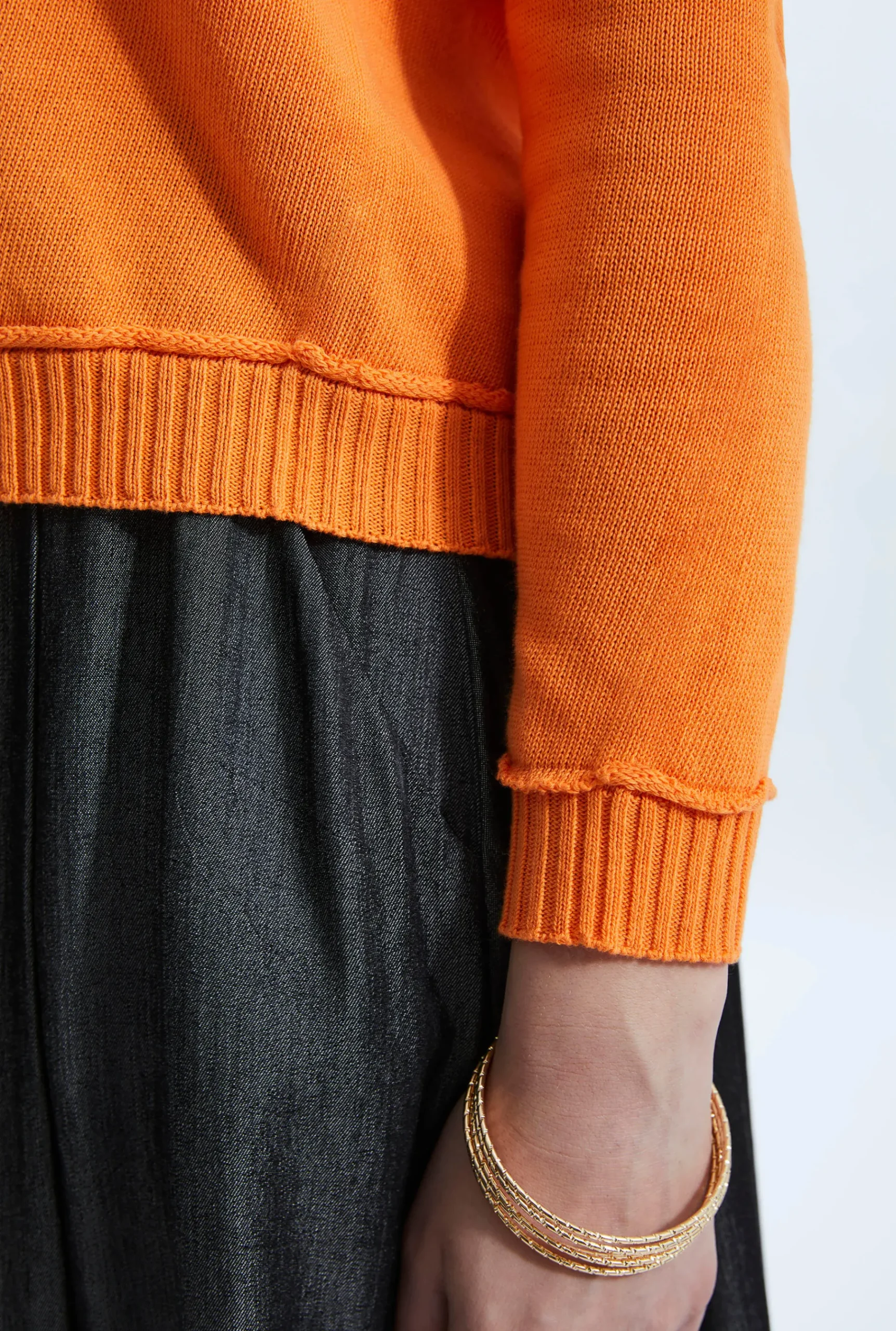 James Lakeland Scoop Neck Piped Edge Knit Orange