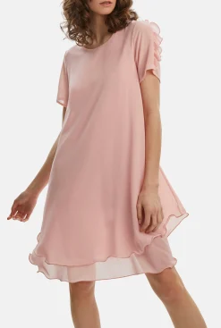 James Lakeland Short Sleeve Wave Hem Dress Pale Pink