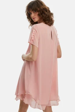 James Lakeland Short Sleeve Wave Hem Dress Pale Pink