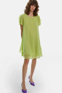 James Lakeland Short Sleeve Wave Hem Dress Lime