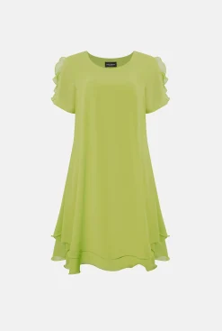 James Lakeland Short Sleeve Wave Hem Dress Lime