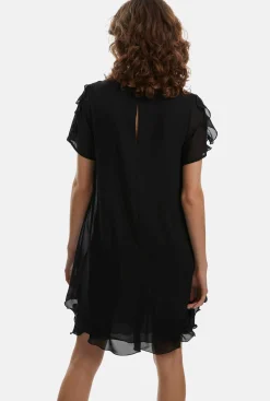 James Lakeland Short Sleeve Wave Hem Dress Black