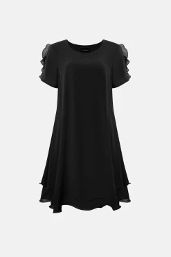 James Lakeland Short Sleeve Wave Hem Dress Black
