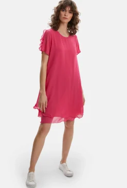 James Lakeland Short Sleeve Wave Hem Dress Fuchsia