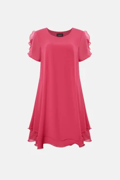 James Lakeland Short Sleeve Wave Hem Dress Fuchsia