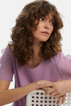 James Lakeland Short Sleeve Wave Hem Dress Lilac