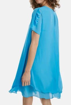 James Lakeland Short Sleeve Wave Hem Dress Turquoise
