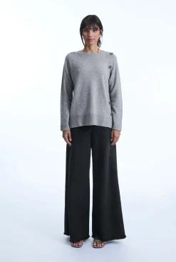 James Lakeland Side Button Grey Jumper