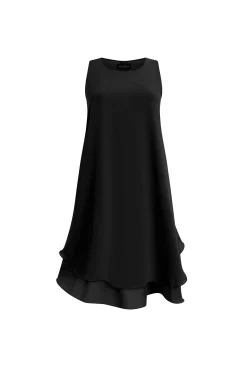 James Lakeland Sleeveless Wave Hem Dress Black
