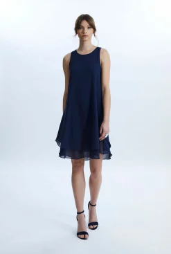 James Lakeland Sleeveless Wave Hem Dress Navy