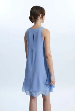James Lakeland Sleeveless Wave Hem Dress Pale Blue