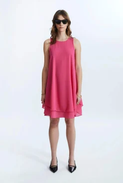 James Lakeland Sleeveless Wave Hem Dress Fuchsia