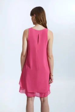 James Lakeland Sleeveless Wave Hem Dress Fuchsia