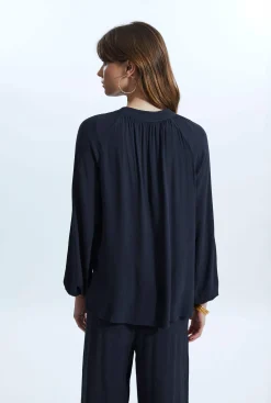 James Lakeland Tie Up Neck Blouse