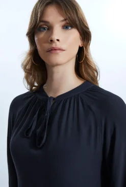James Lakeland Tie Up Neck Blouse