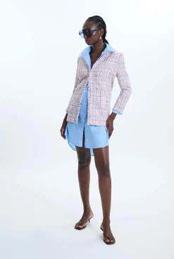James Lakeland Tweed Detail Blazer Pink