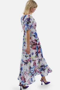 James Lakeland V-neck Floral Midi Dress Blue