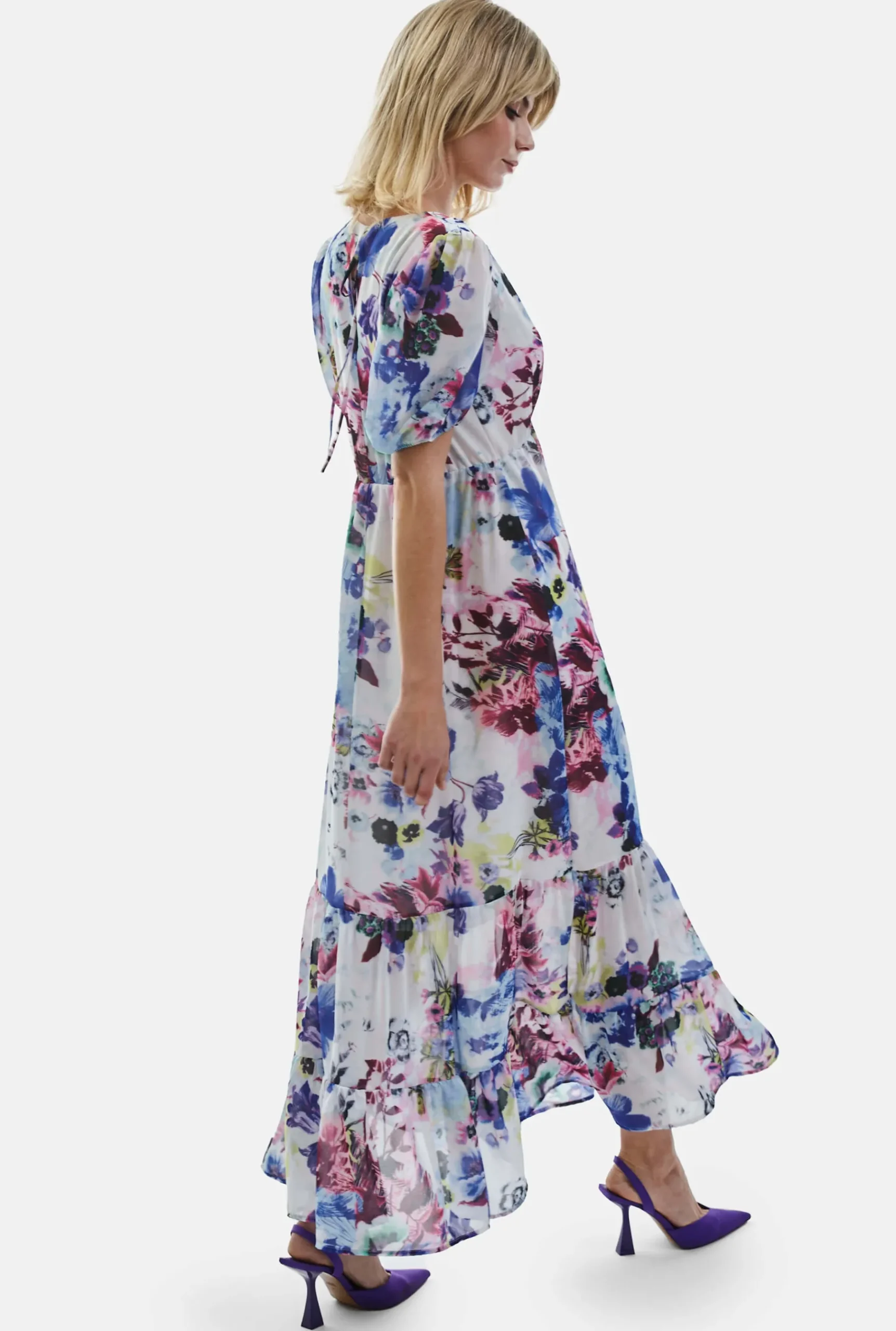 James Lakeland V-neck Floral Midi Dress Blue