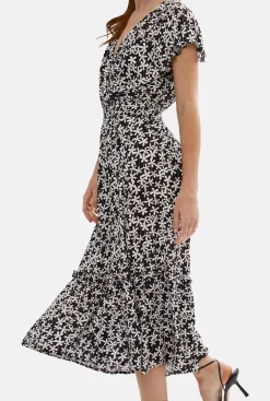 James Lakeland V-neck Ruffle Sleeve Midi Dress