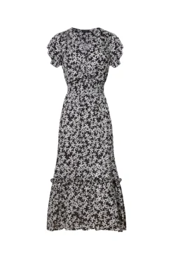 James Lakeland V-neck Ruffle Sleeve Midi Dress
