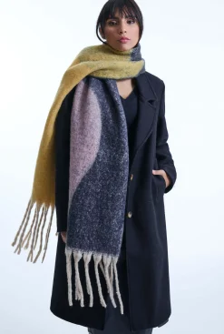 James Lakeland Wave Detail Pink Scarf