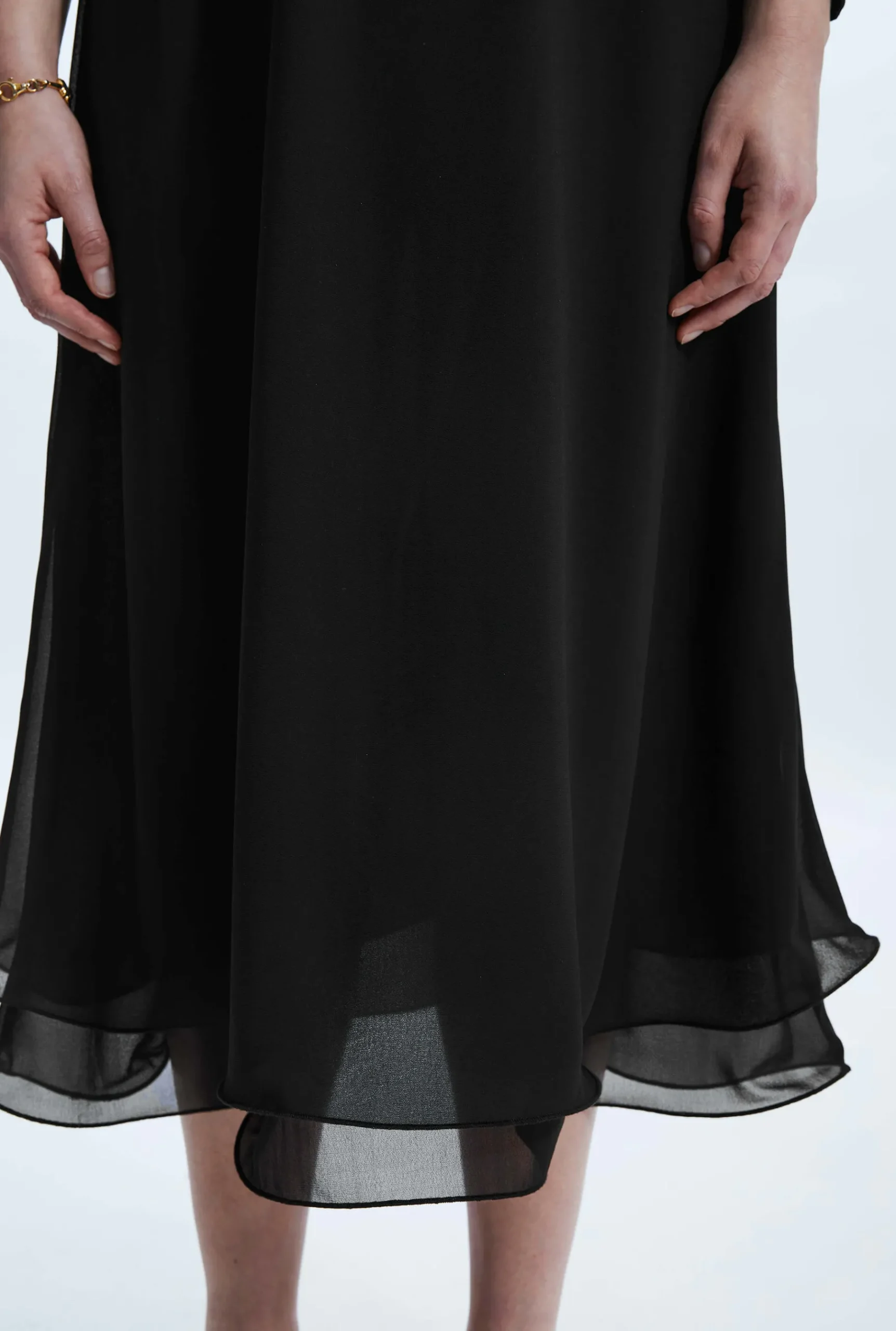 James Lakeland Wave Hem Tiered Skirt Black
