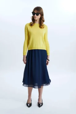 James Lakeland Wave Hem Tiered Skirt Navy