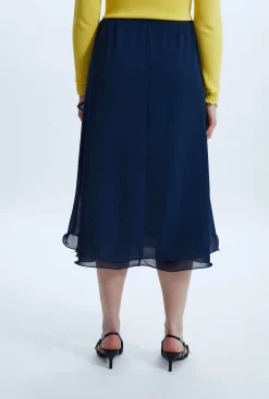 James Lakeland Wave Hem Tiered Skirt Navy