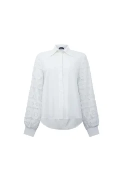 James Lakeland White Crochet Sleeves Shirt
