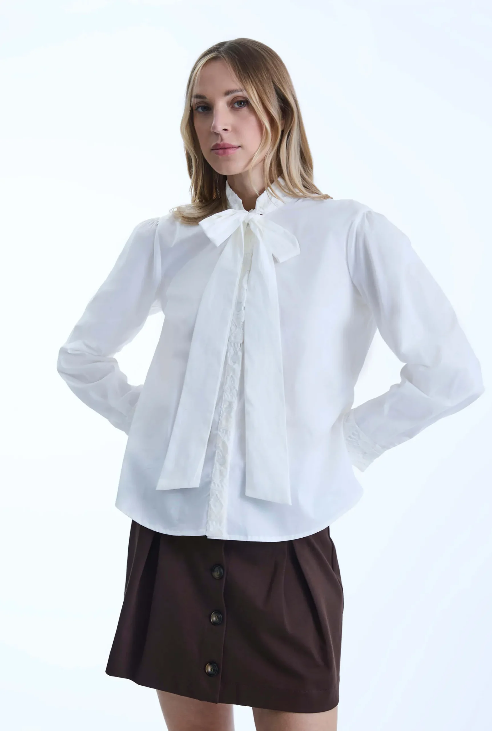 James Lakeland White Crochet Tie Shirt