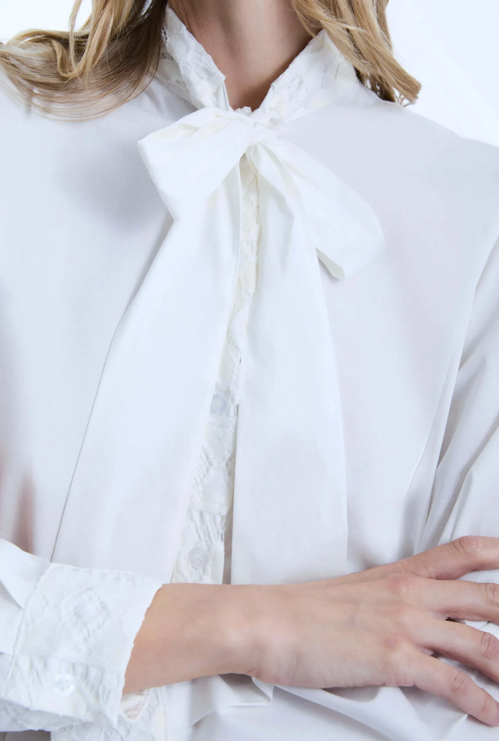James Lakeland White Crochet Tie Shirt