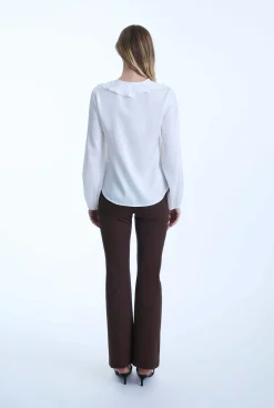 James Lakeland White Ruffled V-neck Blouse